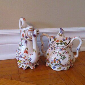 VTG Bassano Tea & Coffee Set Italian floral Hand painted Ceramic 1960's Italy